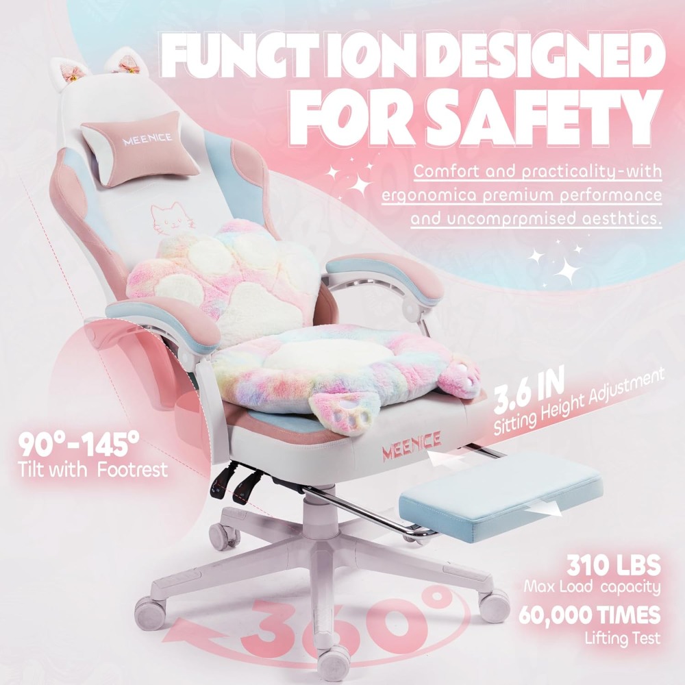 Pc Gaming Chair - 고양이 귀가 달린 귀여운 게임 의자