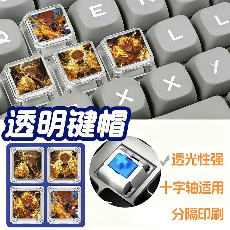 Custom Keycaps - 데몬 슬레이어 젠이츠 키캡, 귀여운 만화