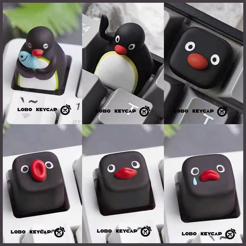 귀여운 펭귄 이미지 핑구 시리즈 맞춤형 기계식 키보드  - Custom Keycaps 리뷰 및 가격