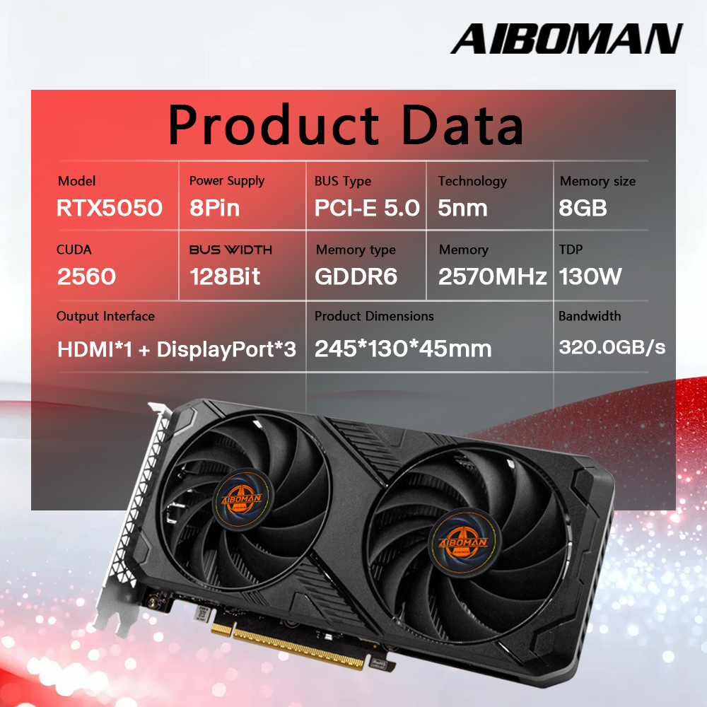 AIBOMAN RTX5050 8GB 그래픽 카드 GDD - Pc Gaming Graphics Card 리뷰 및 가격
