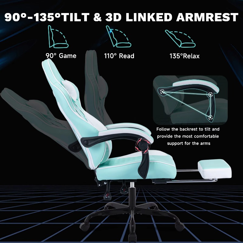 마사지 기능이 있는 게이밍 의자, 발 받침대가 있는 인 - Pc Gaming Chair 리뷰 및 가격